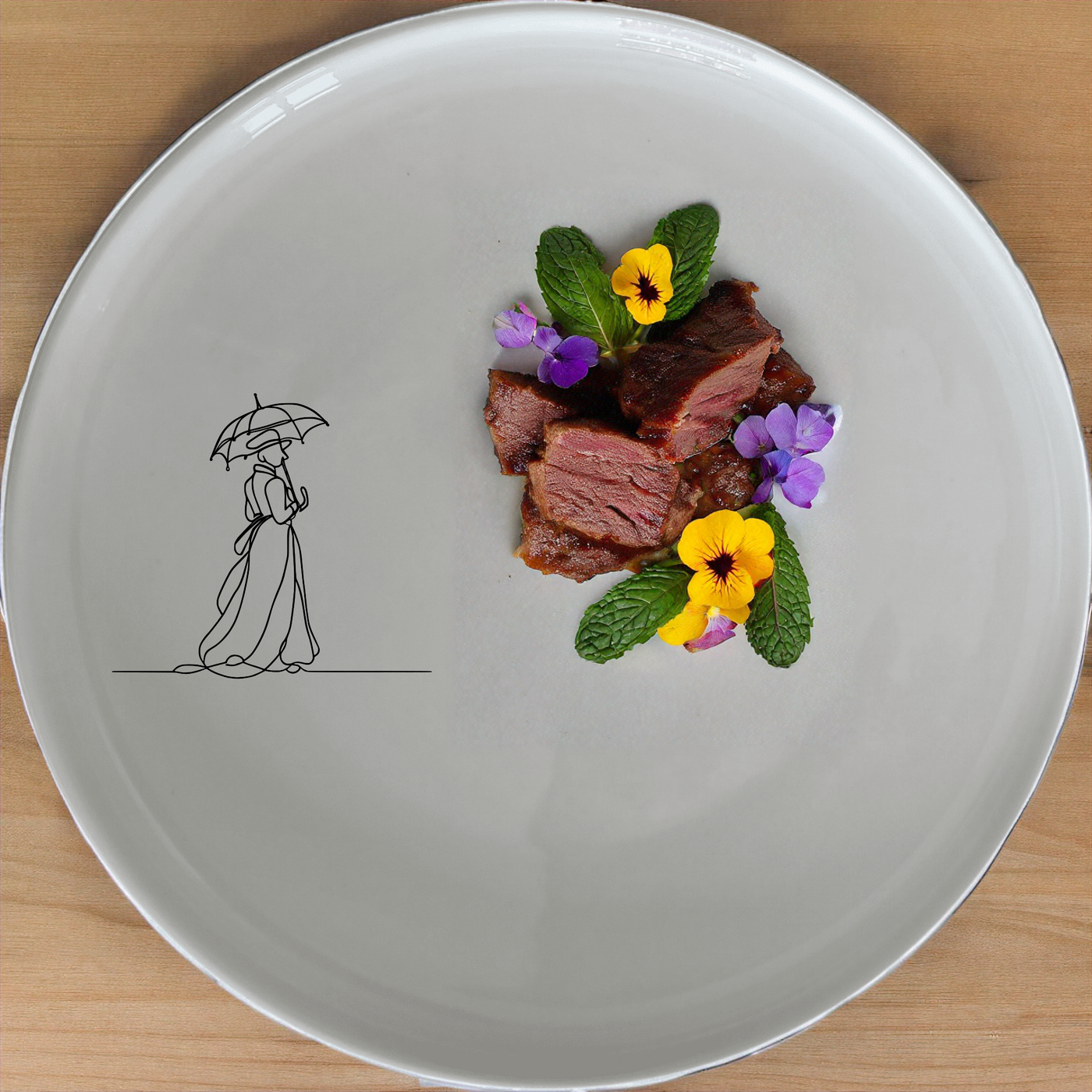 Victorian Woman Umbrella Side Plate Set of 4 - Range 3 adds elegance to your dining table with its timeless design.