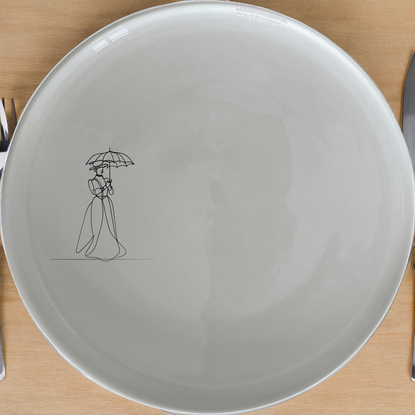 Victorian Woman Umbrella Side Plate Set of 4 - Range 4 offers elegant, timeless design perfect for any dining table.