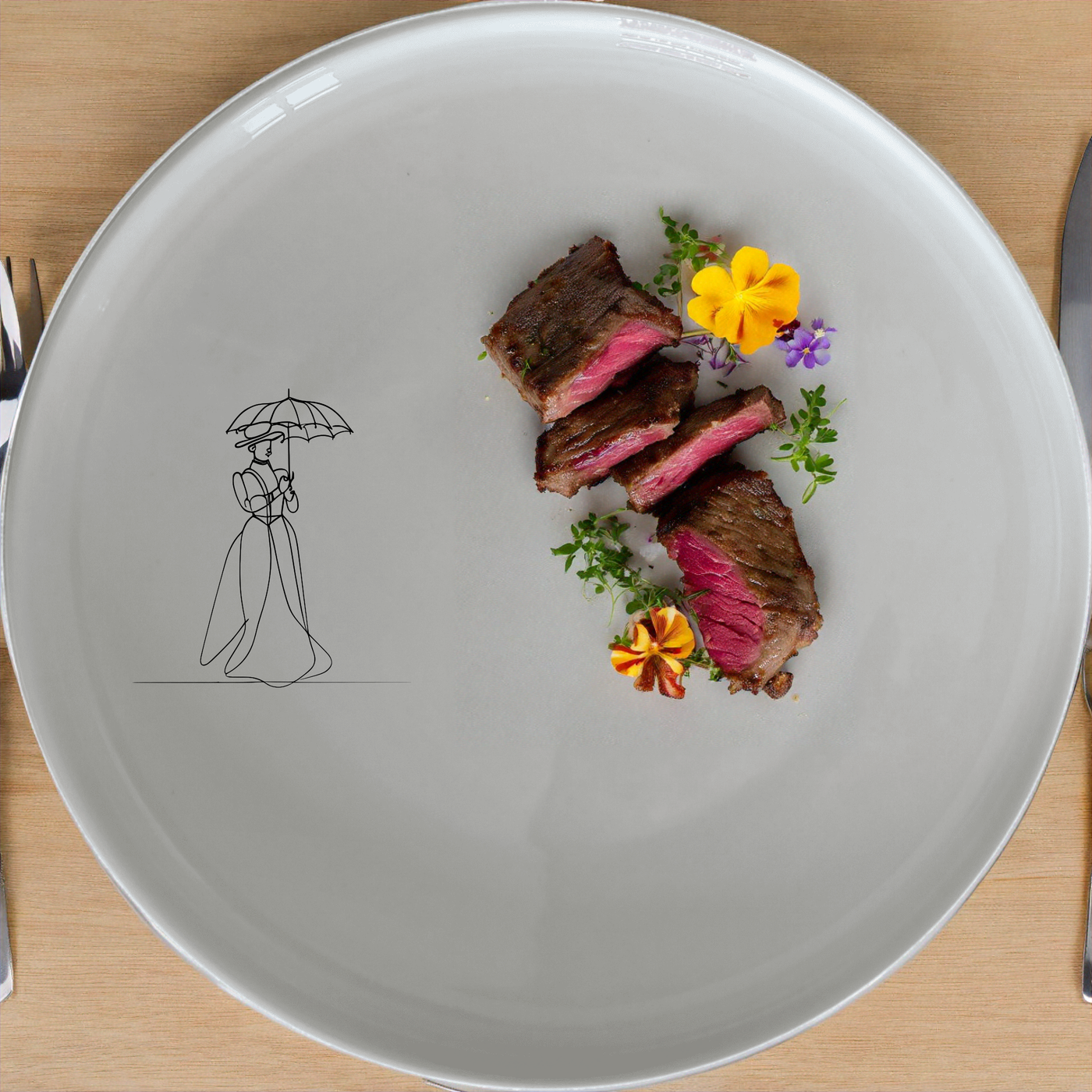 Victorian Woman Umbrella Side Plate Set of 4 - Range 4 offers elegant, timeless design perfect for any dining table.