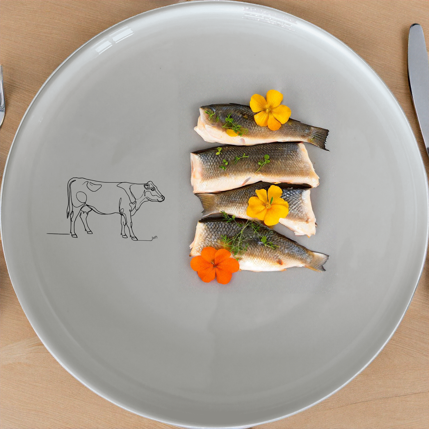Abstract Farm Cow Dinner Plate Set of 4 - Range 1 is a stylish and modern dinnerware set featuring a minimalist cow illustration. Perfect for everyday use or special occasions.
