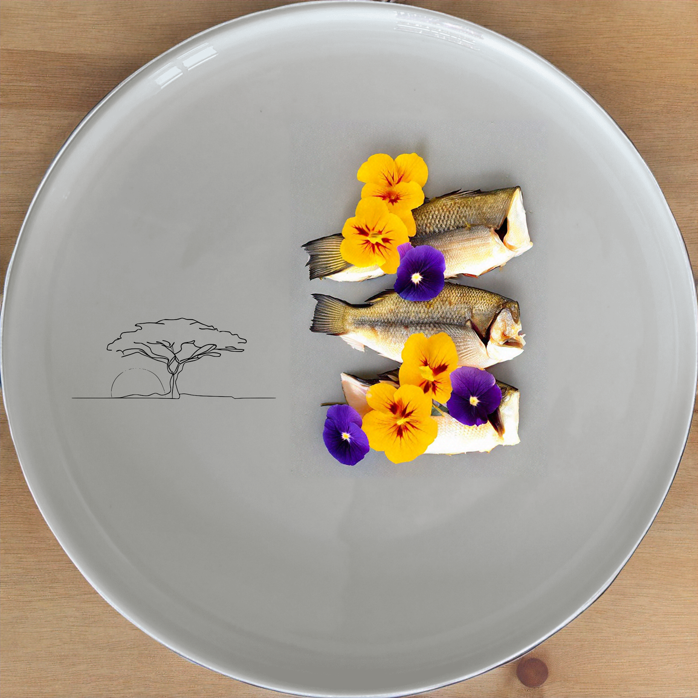 The African Sunset Savanna Dinnerware Set of 12 - Range 1 features minimalist African-inspired designs perfect for modern dining. This set includes dinner plates, side plates, and bowls, all crafted from durable ceramic.