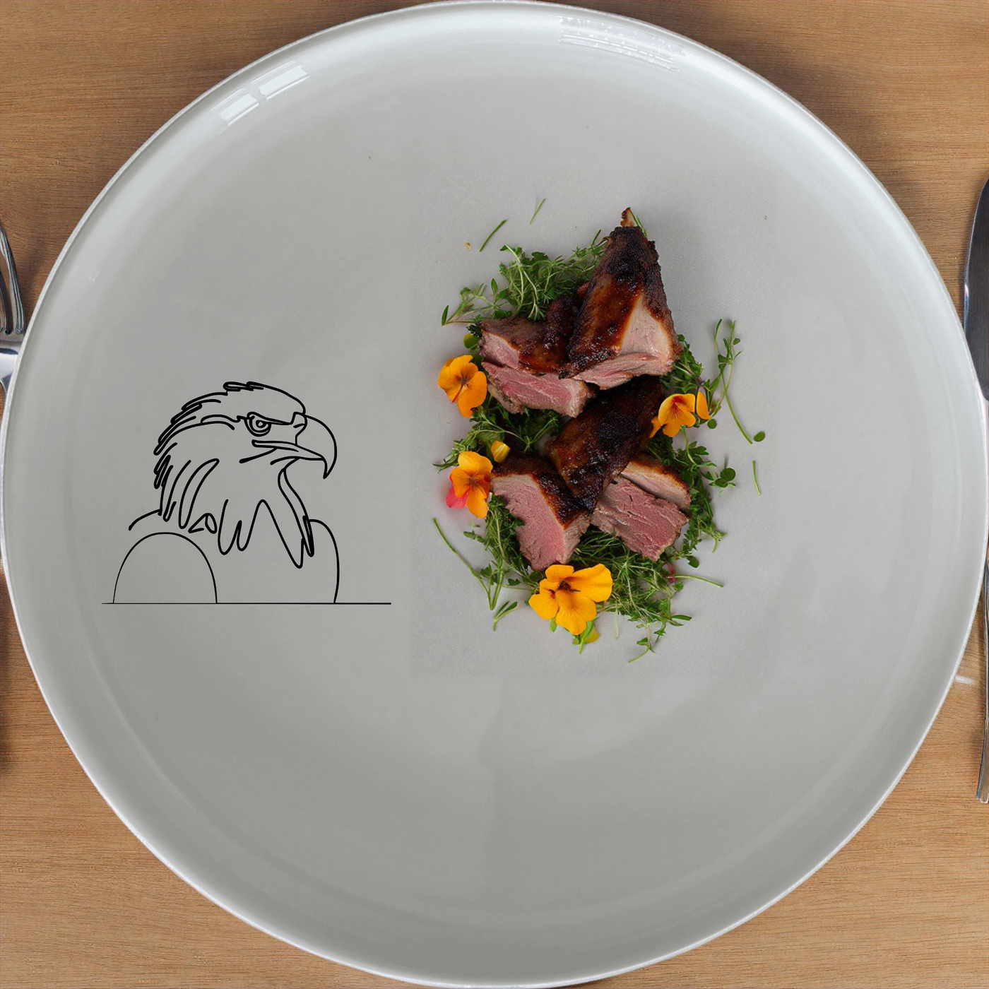 The American Bald Eagle Dinnerware Set of 12 - Range 3 features a striking eagle design on each piece, perfect for patriotic gatherings and everyday use.