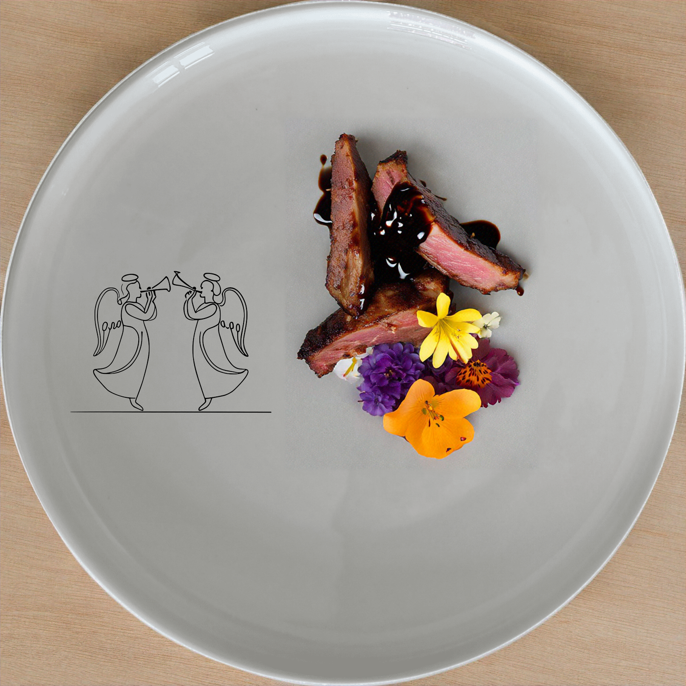 The Angels Trumpet Dinnerware Set of 12 - Range 3 is a stunning collection of ceramic plates featuring elegant angel designs. Perfect for any dining occasion.