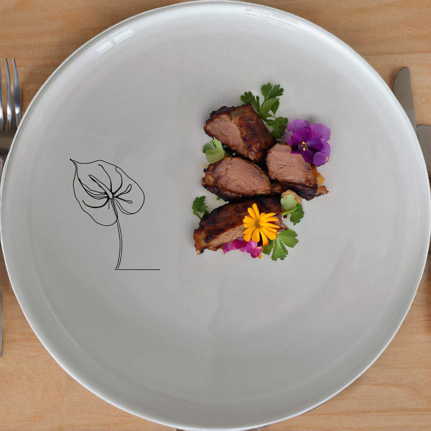 Anthurium Clarinervium Dinnerware Set of 12 - Range 3 is a stylish and versatile set that adds a touch of elegance to any dining experience. Perfect for everyday use or special occasions, this set includes dinner plates, side plates, and bowls, all featuring a delicate Anthurium Clarinervium design.