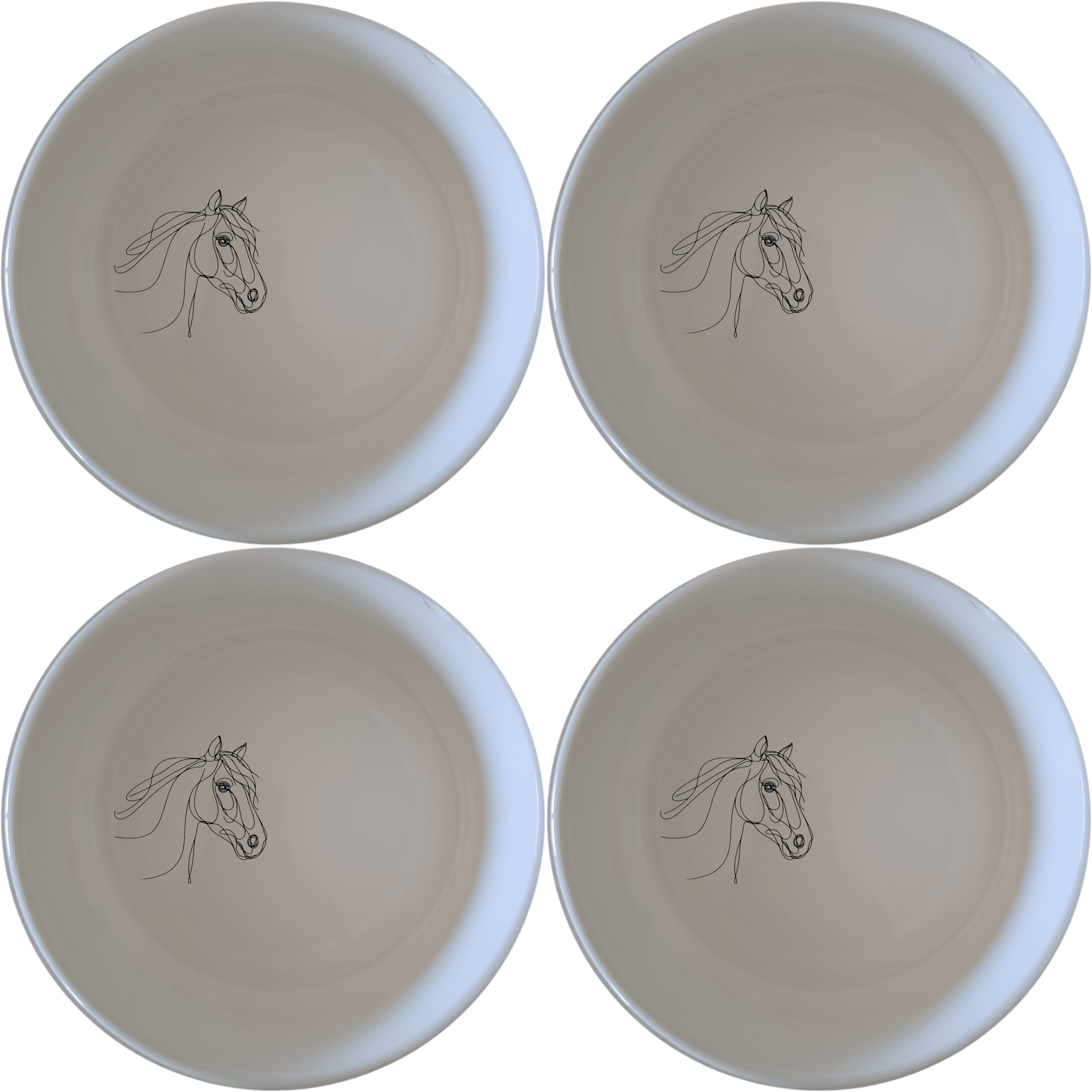 Artistic Horse Bowl Set of 4 - Range 1 is a stylish and versatile addition to your kitchen. These elegant bowls feature a minimalist design with a subtle horse illustration, perfect for both everyday use and special occasions.