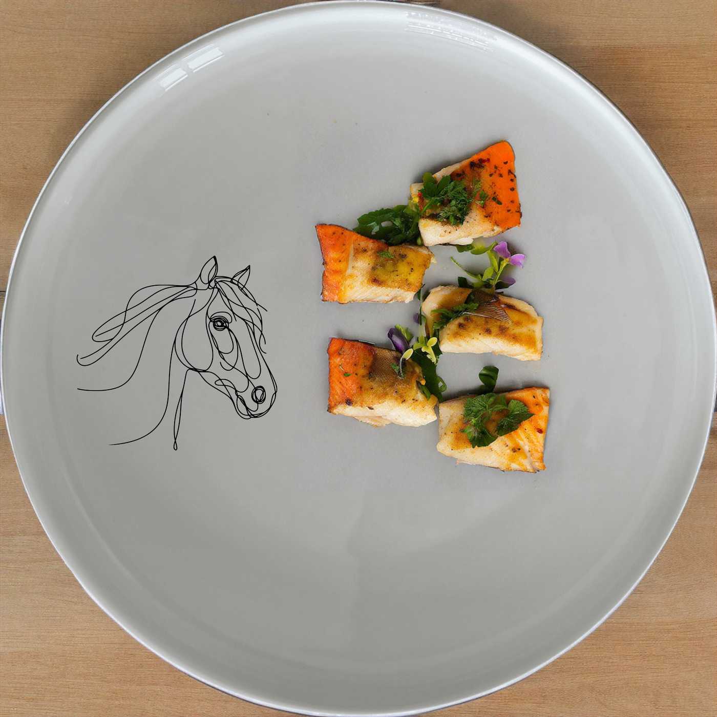 Artistic Horse Dinner Plate Set of 4 - Range 1 is a stunning collection of four elegant dinner plates featuring a minimalist horse design. Perfect for any dining occasion.