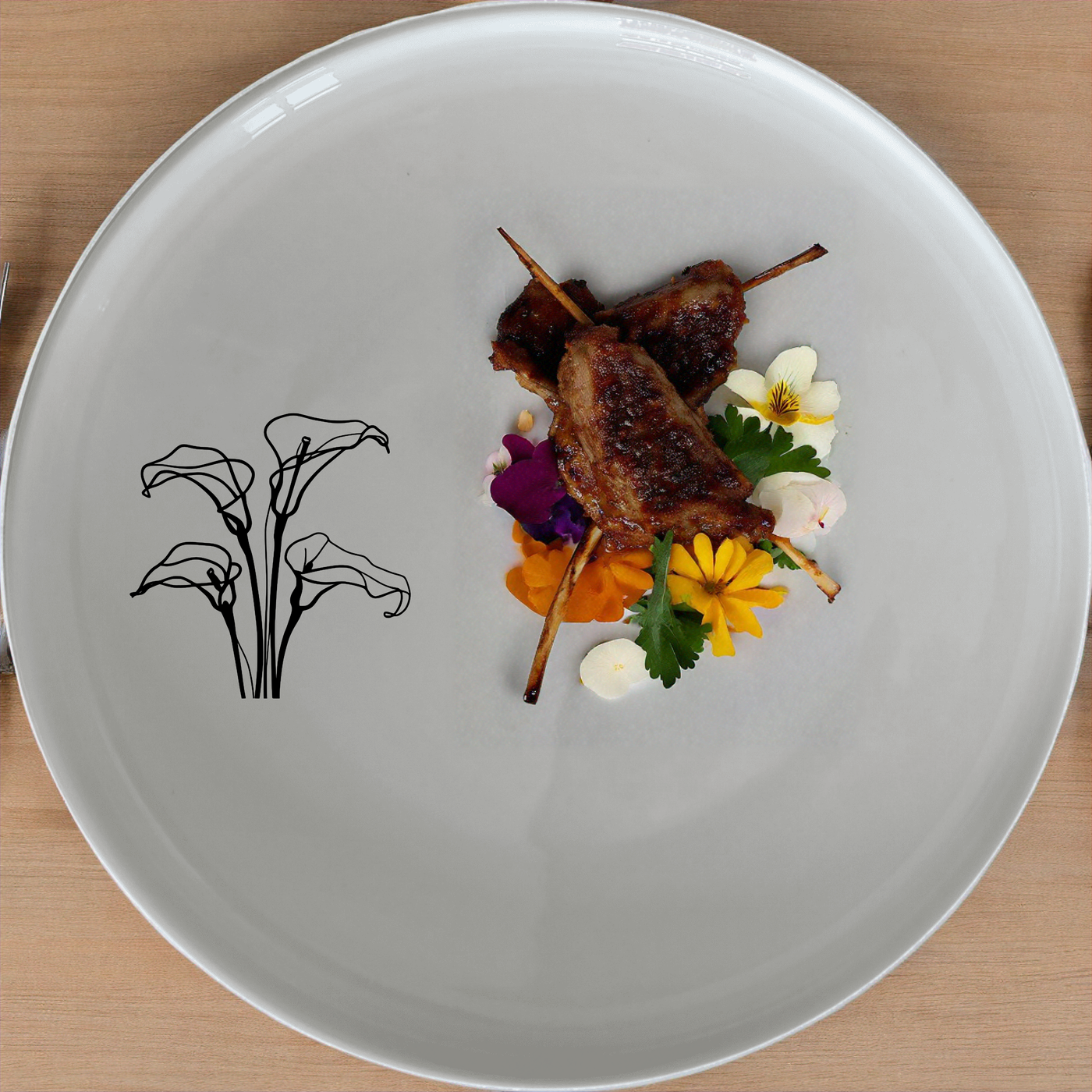 Arum Lilies Dinnerware Set of 12 - Range 3 is a stunning collection of ceramic plates and bowls, featuring elegant floral designs perfect for any dining occasion.
