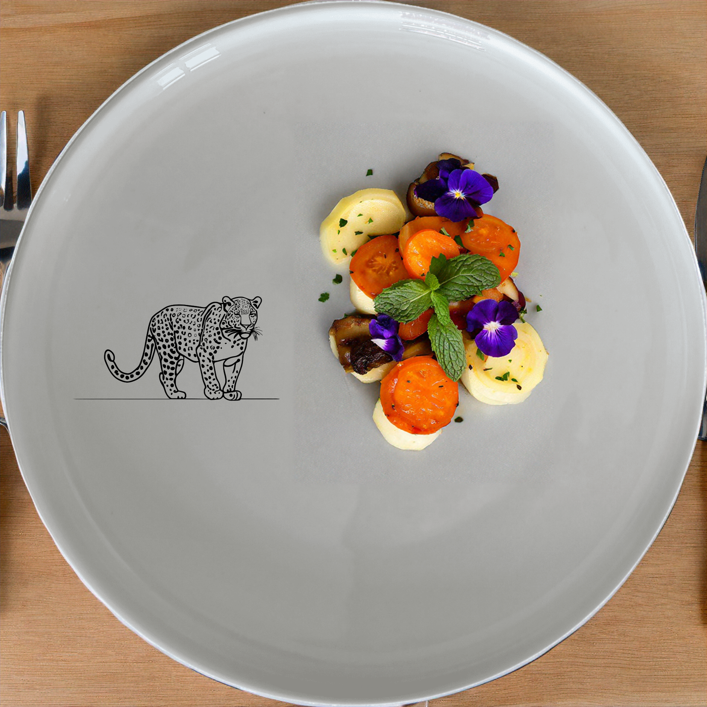 The Big Five African Leopard Dinnerware Set of 12 - Range 1 combines style and functionality for an unforgettable dining experience.