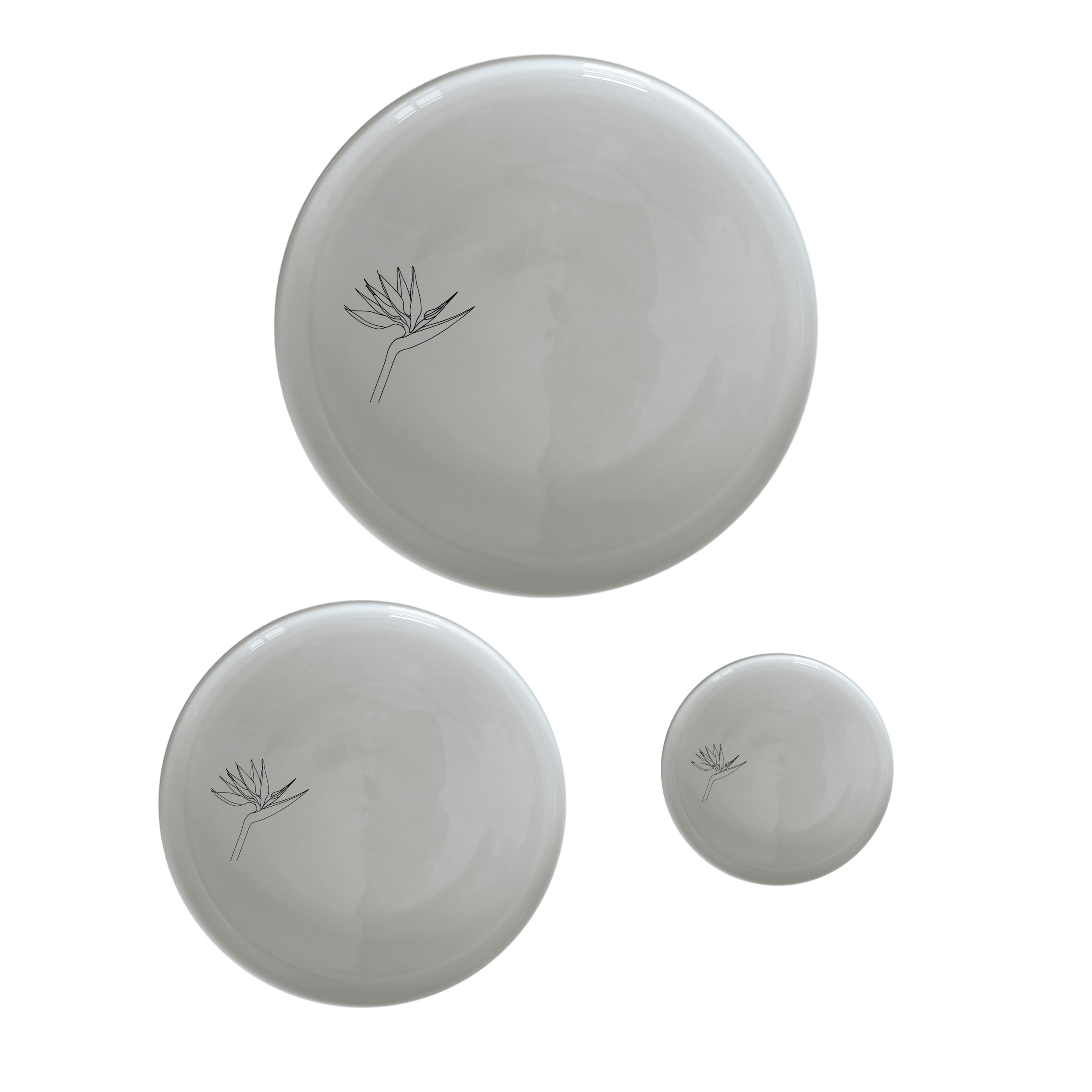 Bird of Paradise Dinnerware Set of 12 - Range 4 is a stunning collection of ceramic plates and bowls featuring elegant bird motifs, perfect for any dining occasion.
