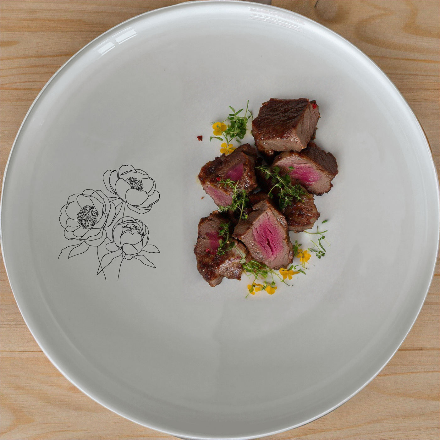 Bold Coral Peonies Dinnerware Set of 12 - Range 3 features a striking coral peony design, perfect for elevating any dining experience.