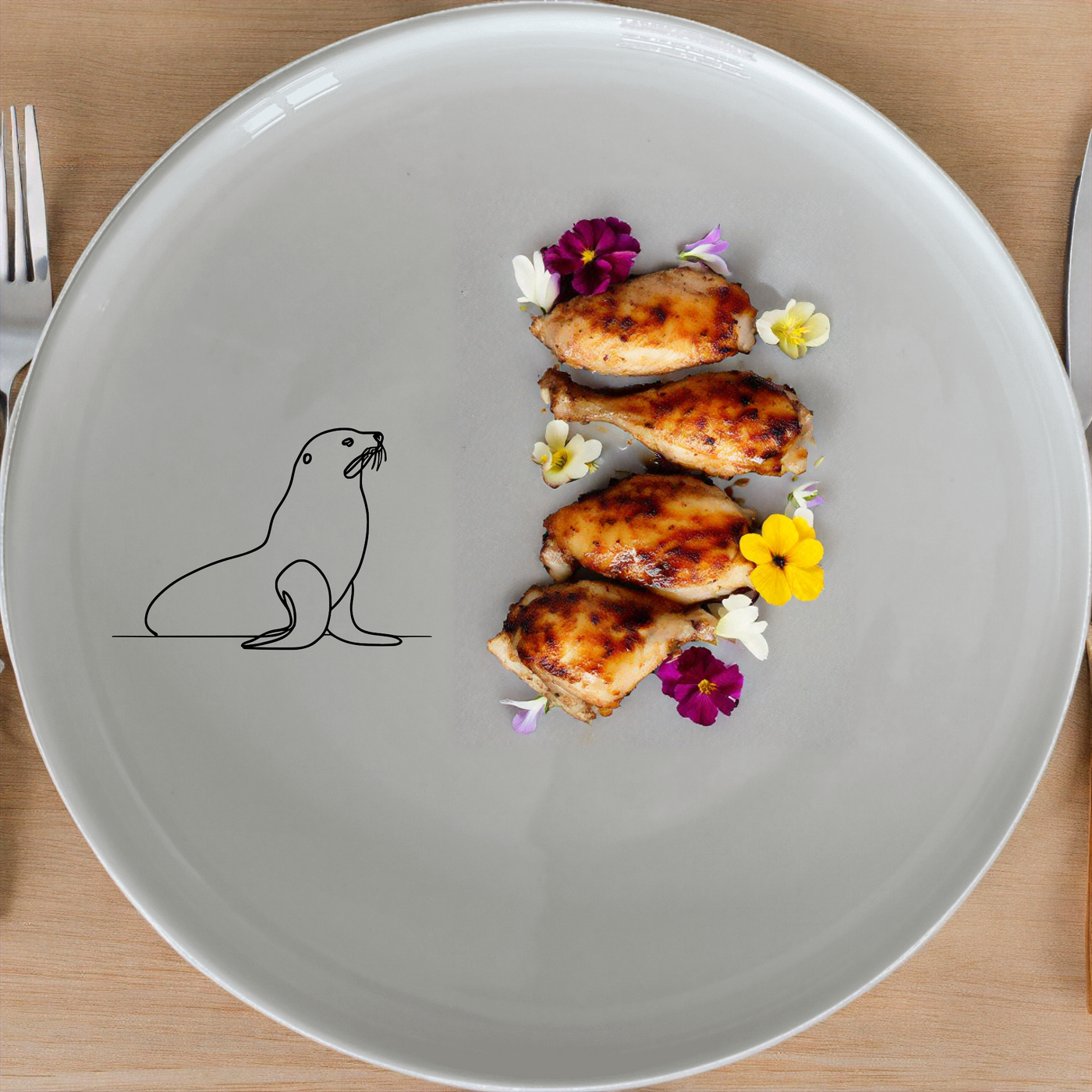 Cape Fur Seal Dinnerware Set of 12 - Range 2 is a stylish and modern dinnerware set featuring elegant Cape Fur Seal designs for a unique dining experience.