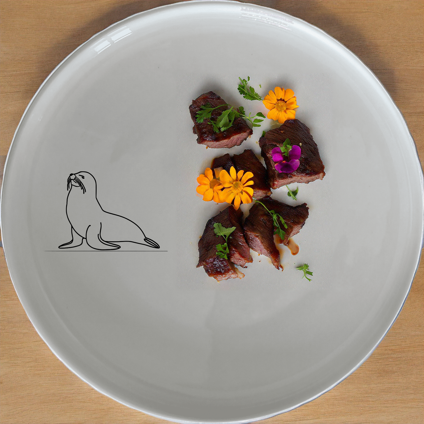 The Cape Fur Seal Dinnerware Set of 12 - Range 3 features minimalist, elegant designs perfect for any dining occasion.
