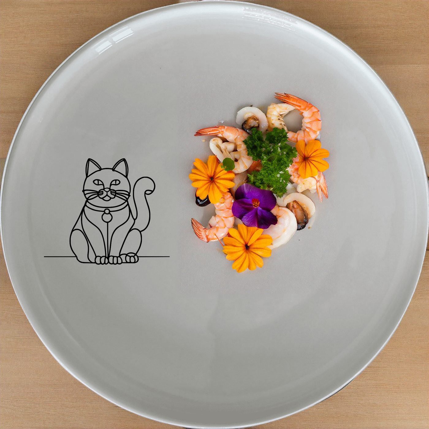 The Chinese Fortune Cat Dinnerware Set of 12 - Range 2 features charming cat designs on white ceramic plates, bowls, and side plates, perfect for adding a touch of whimsy to your dining experience.