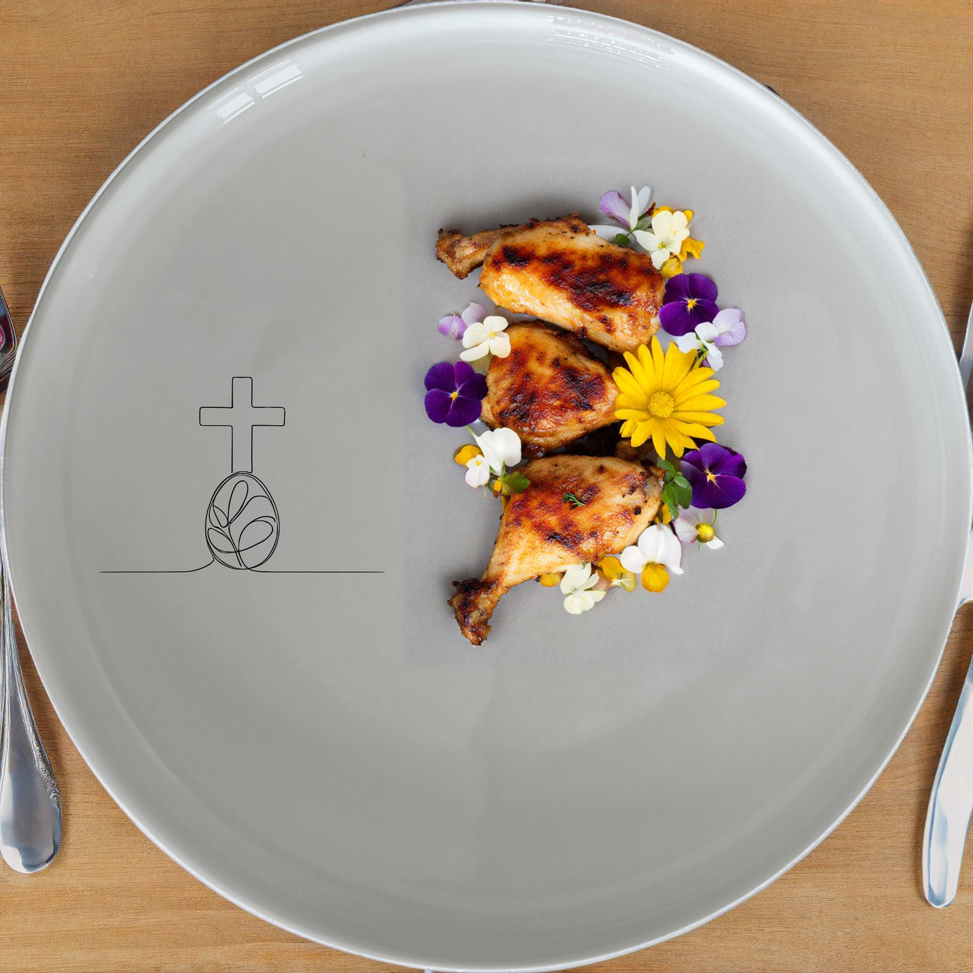 Christian Easter Dinnerware Set of 12 - Range 1 is a beautiful and elegant set perfect for your Easter celebrations. This set includes four dinner plates, four side plates, and four bowls, all featuring a delicate cross and leaf design.