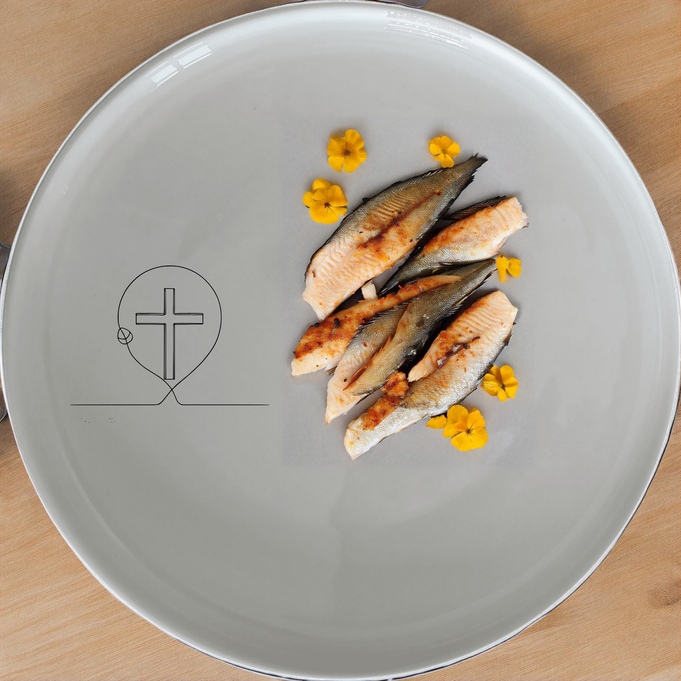 The Christian Easter Dinnerware Set of 12 - Range 2 is a beautifully designed collection perfect for your special Easter gatherings. This set includes dinner plates, side plates, and bowls, all featuring a delicate cross design.