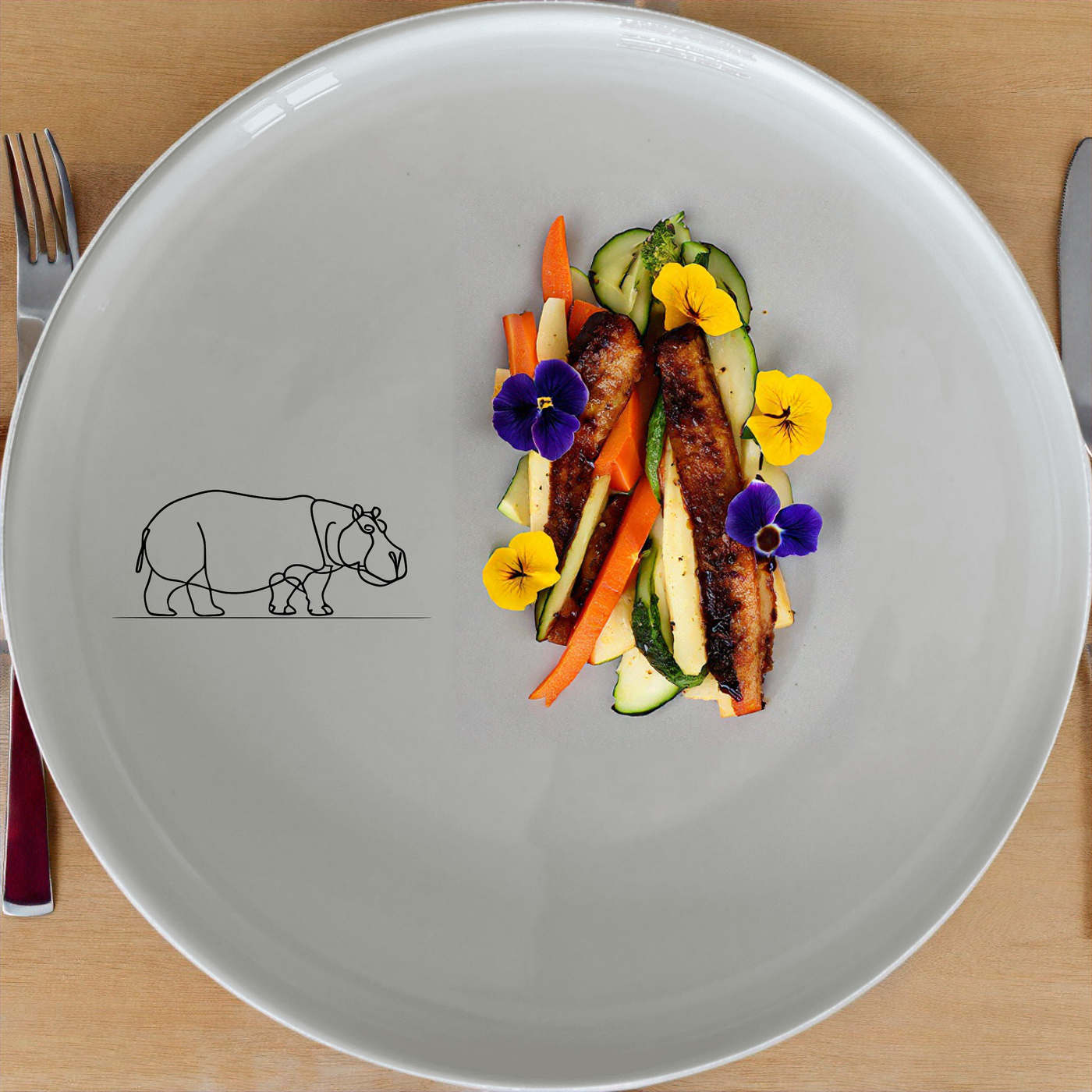 The Curvey Silhouette Hippo Dinnerware Set of 12 - Range 4 combines modern design with playful charm, perfect for everyday use or special occasions.