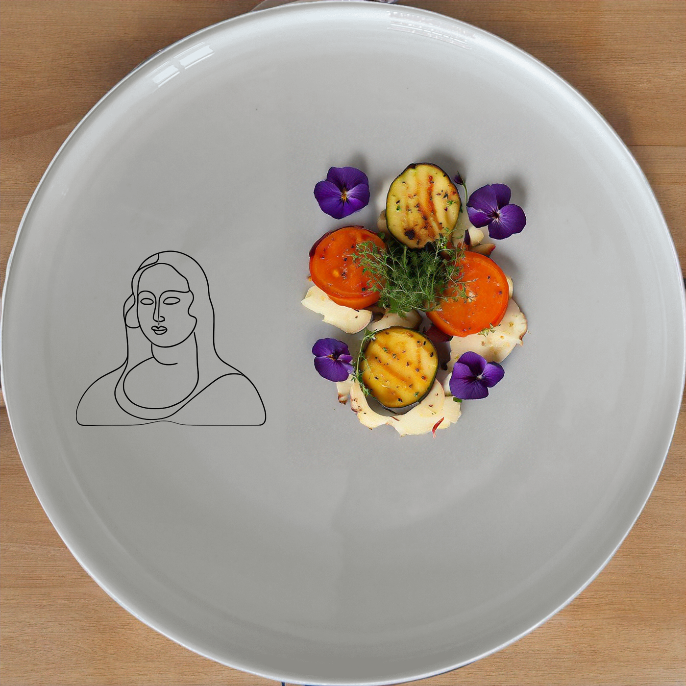 The Curvy Fat Mona Lisa Dinnerware Set of 12 - Range 2 is a stylish and unique dinner set featuring an iconic artwork design, perfect for any dining occasion.