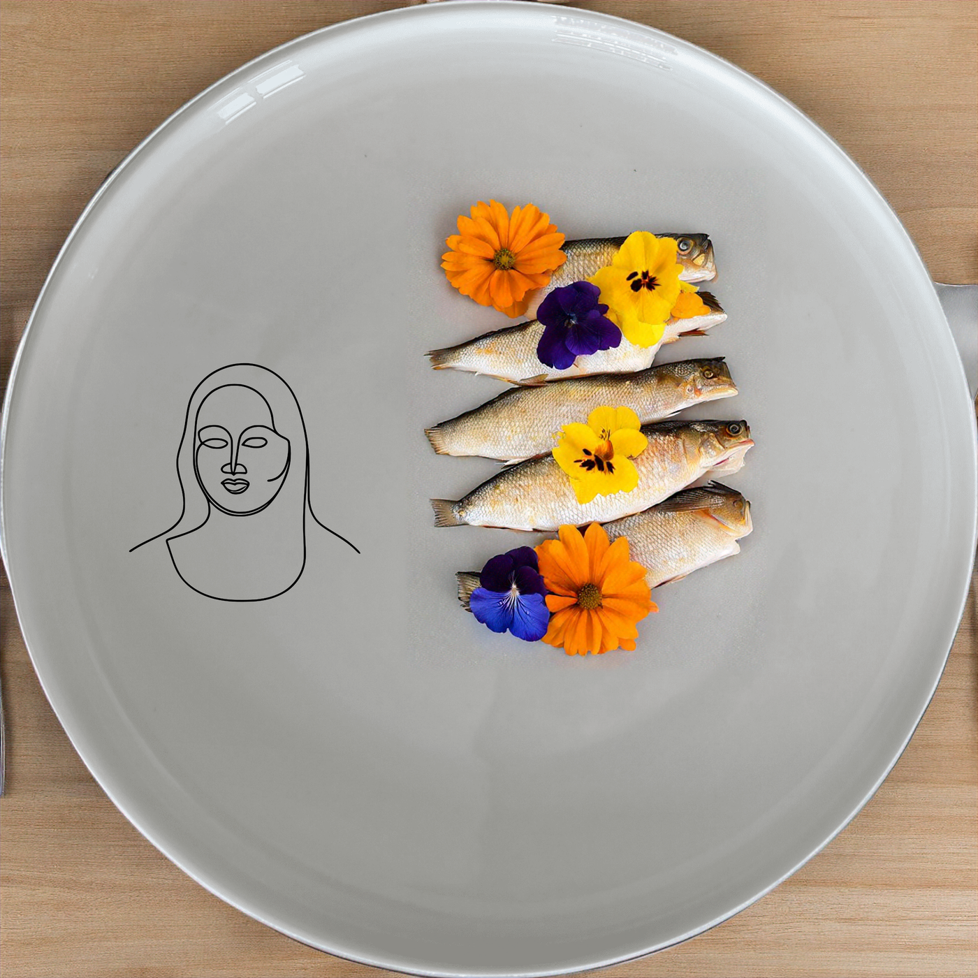 The Curvy Fat Mona Lisa Face Dinnerware Set of 12 - Range 1 features a unique and artistic design that adds a touch of sophistication to your dining experience.