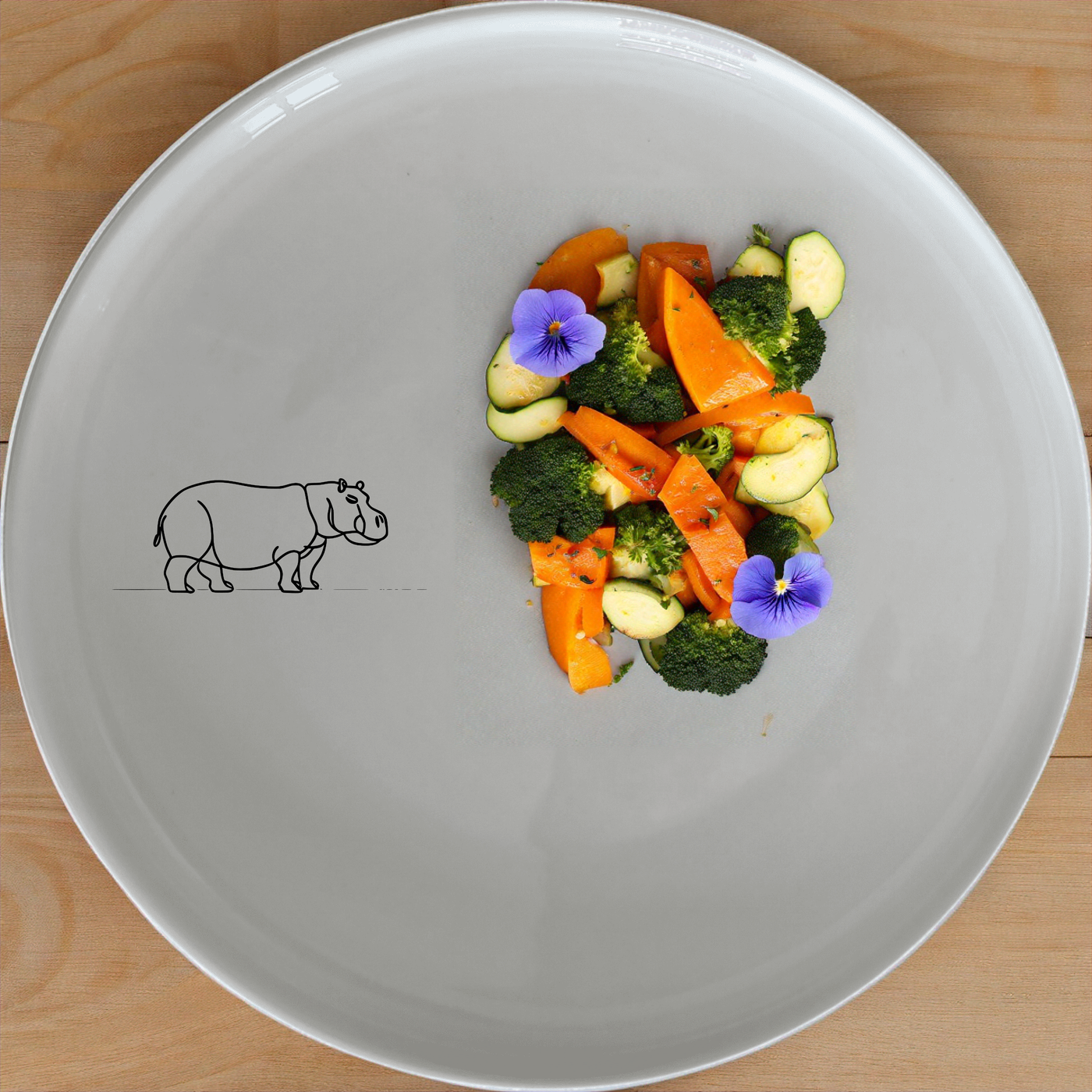 The Curvy Silhouette Hippo Dinnerware Set of 12 - Range 1 features a sleek, modern design with a subtle hippo silhouette, perfect for everyday use and special occasions.