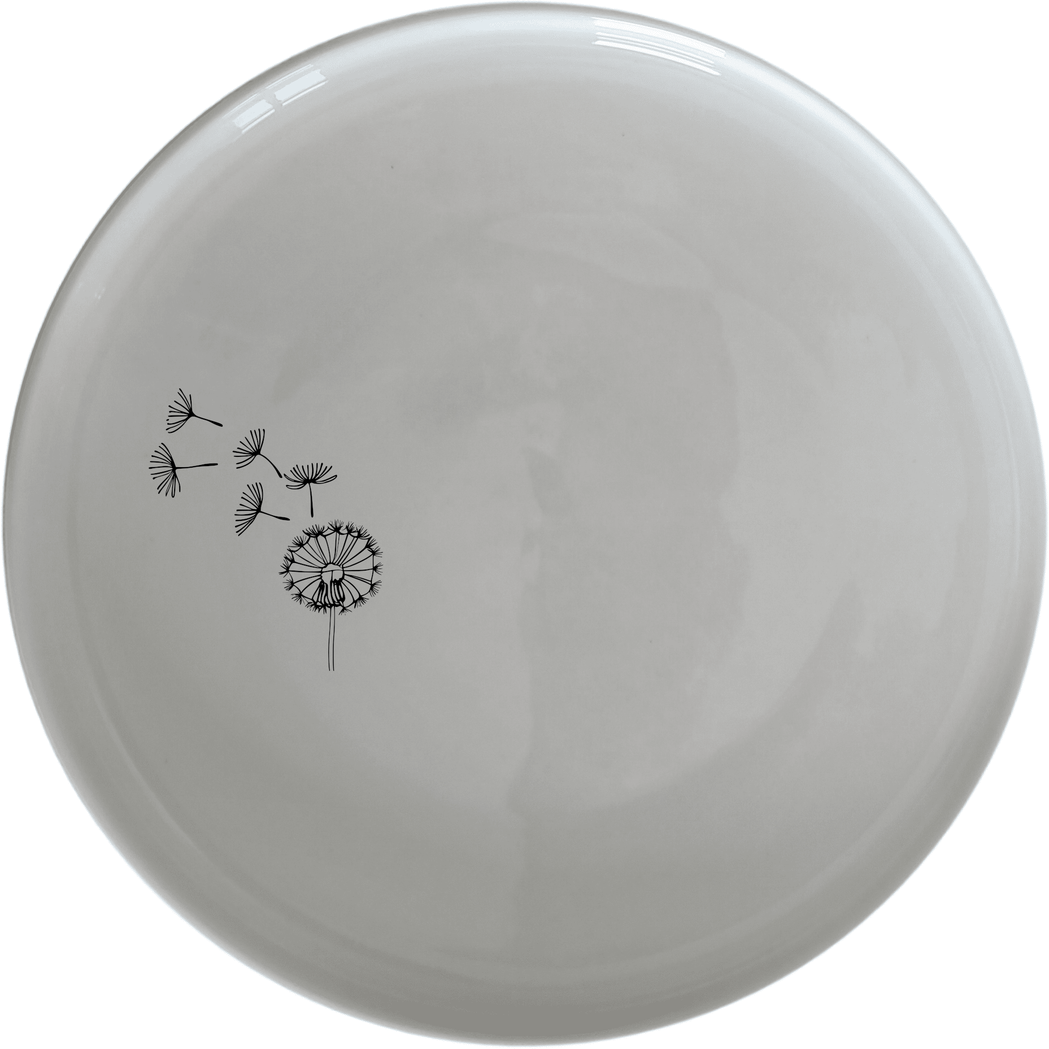 The Dandelion Seeds Wind Dinnerware Set of 12 - Range 3 features delicate dandelion designs on white ceramic plates, perfect for adding a touch of nature to your dining experience.