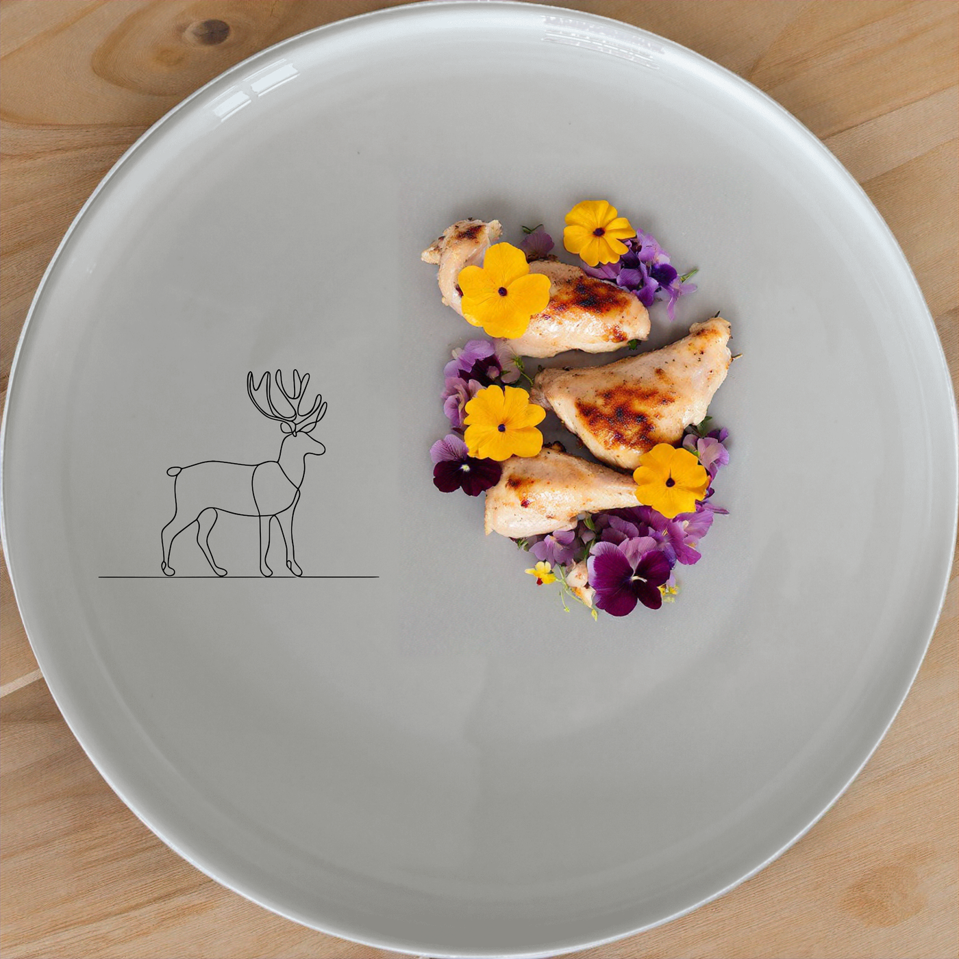 Deer Silhouette Dinnerware Set of 12 - Range 4 is a stylish and modern dinner set featuring a minimalist deer silhouette design on each piece.