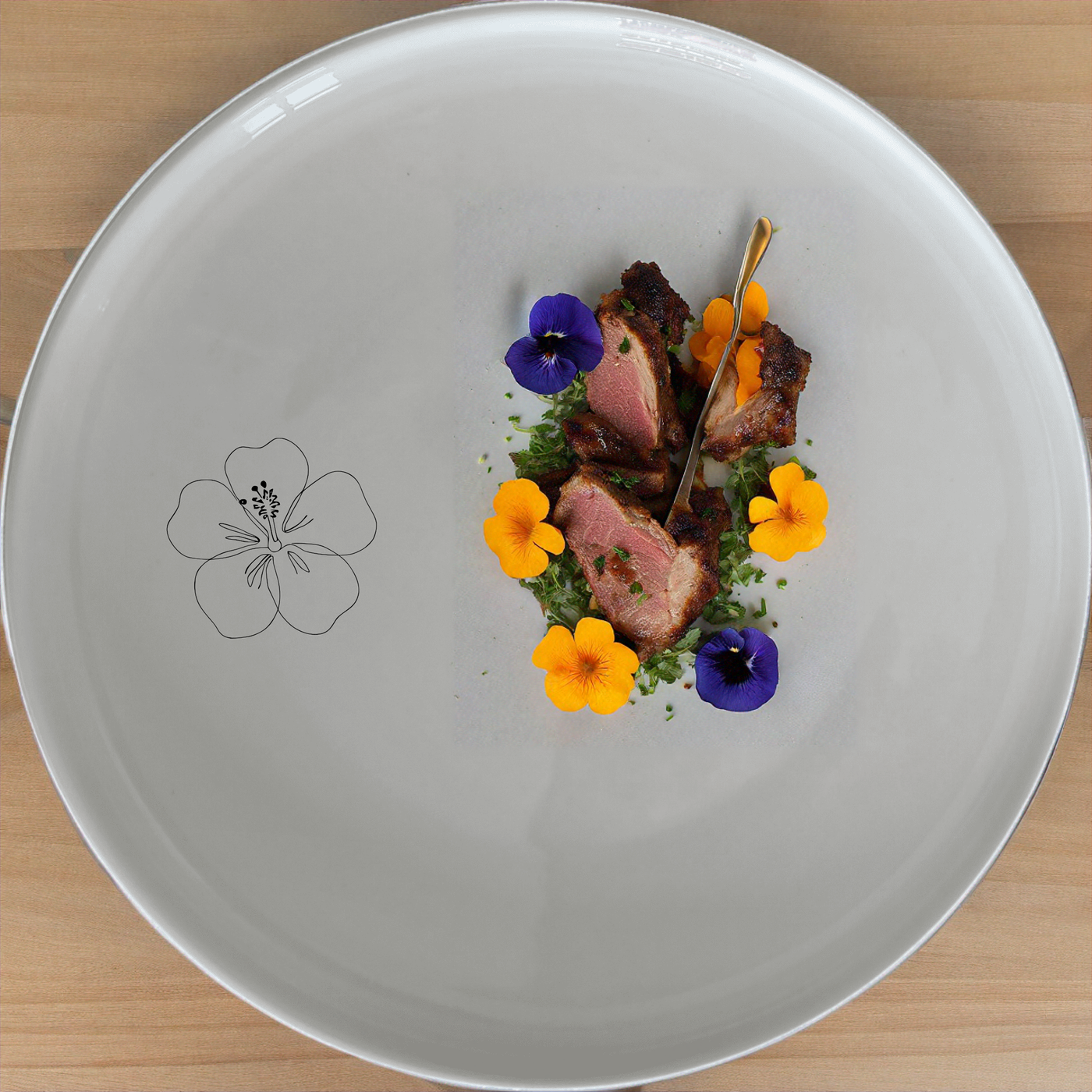 The Delicate Hibiscus Flower Dinnerware Set of 12 - Range 3 features a subtle floral design, perfect for everyday elegance and special occasions.