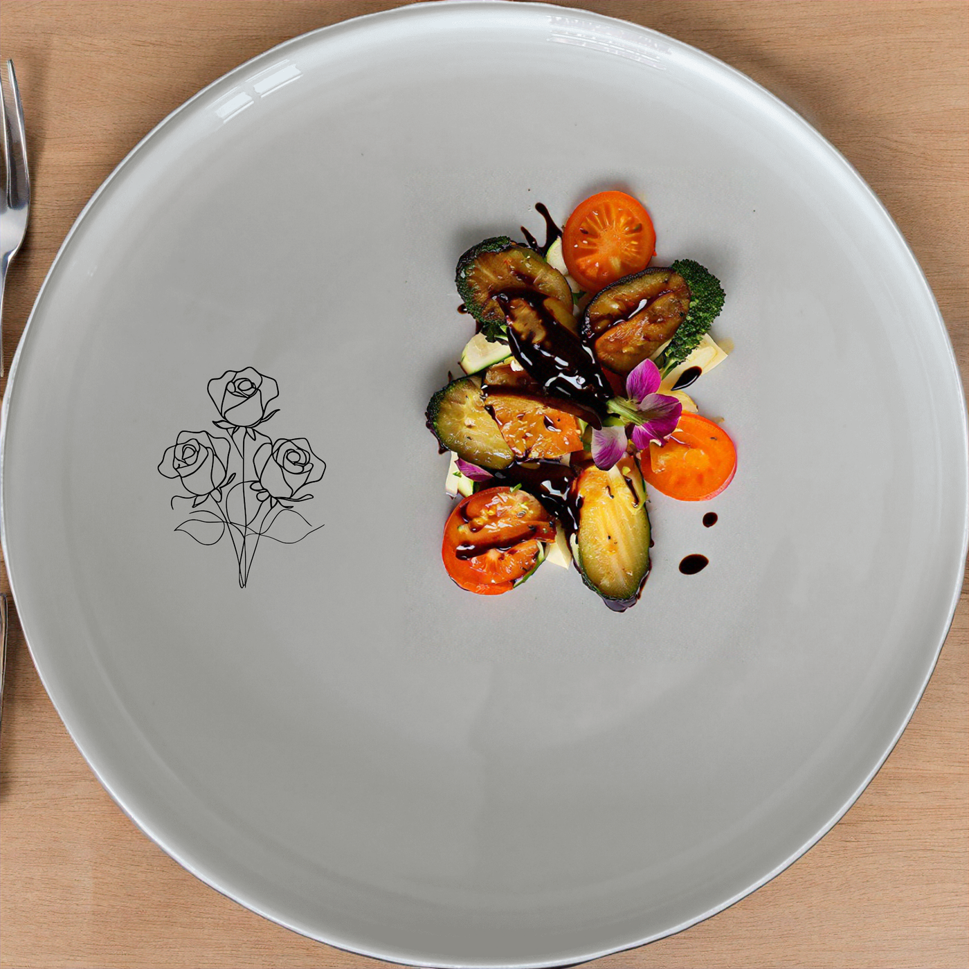 The Delicate Roses Dinnerware Set of 12 - Range 1 brings a touch of elegance to your dining table with its subtle floral design and classic white ceramic finish.