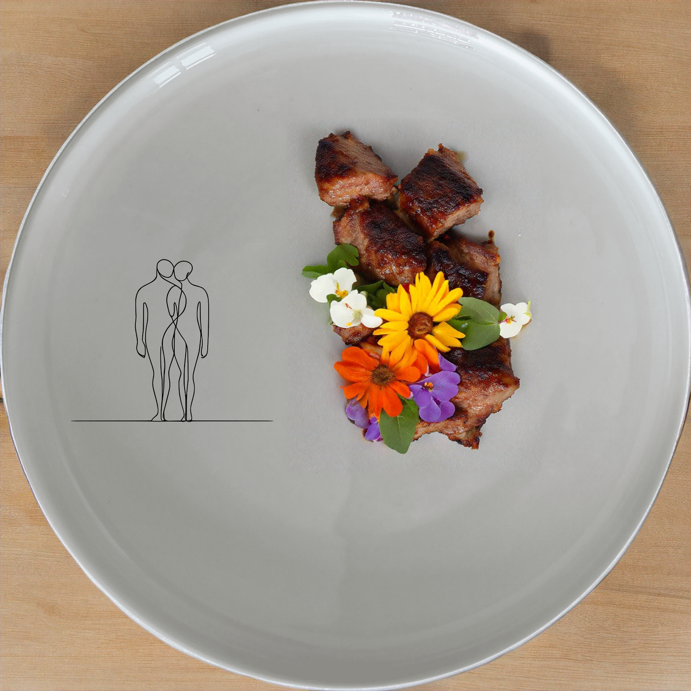 Elongated Human Figures Dinnerware Set of 12 - Range 2 is a modern, minimalist dinner set featuring elegant elongated human figures.