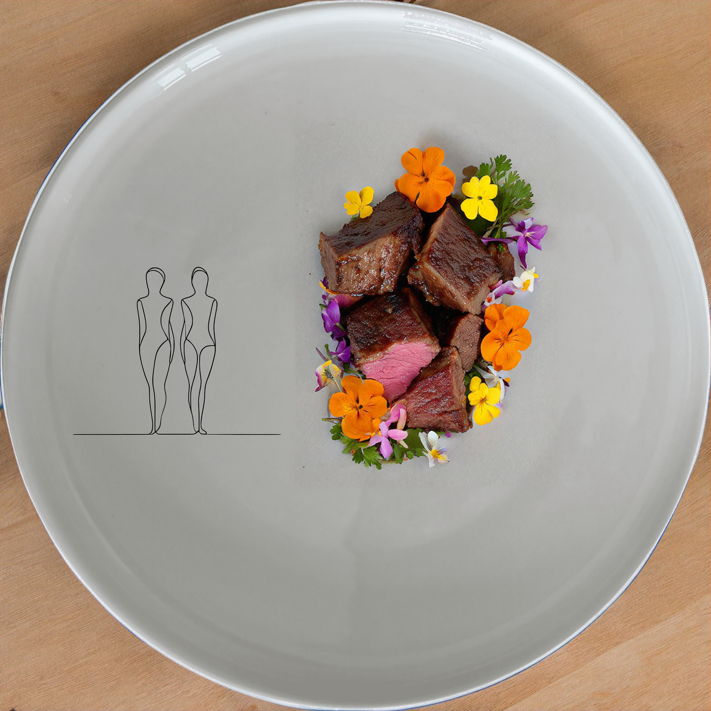 The Elongated Human Figures Dinnerware Set of 12 - Range 3 brings modern art to your table with sleek, minimalist designs.