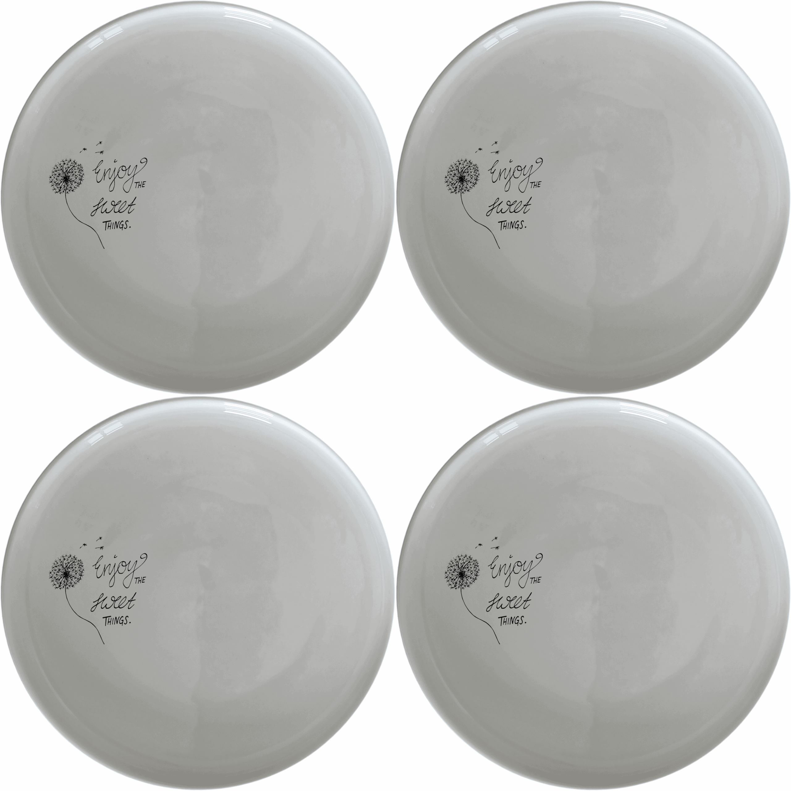 Enjoy Sweet Things Dinner Plate Set of 4 - Range 1 is a beautiful and elegant dinner plate set that adds a touch of sophistication to any dining table.