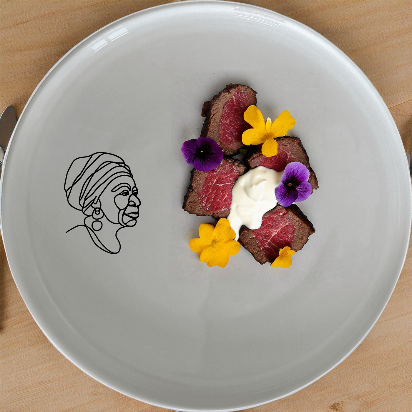 Face Old African Woman Dinnerware Set of 12 - Range 2 is a stunning collection of ceramic plates featuring elegant African-inspired designs. Perfect for any dining occasion.