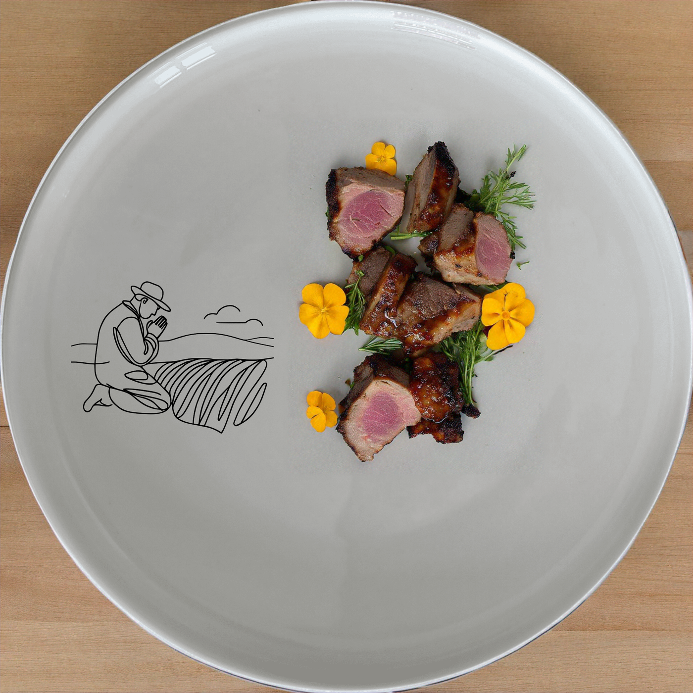 Farmer Praying Field Dinnerware Set of 12 - Range 3 is a beautifully crafted ceramic set that brings a touch of rural charm to your dining table.