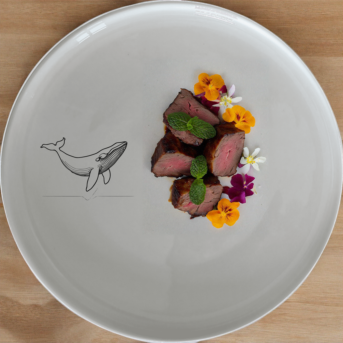 Floating Breaching Whale Dinnerware Set of 12 - Range 4 is a stylish and functional set perfect for any dining occasion. This set includes dinner plates, side plates, and bowls, all featuring an elegant whale design.