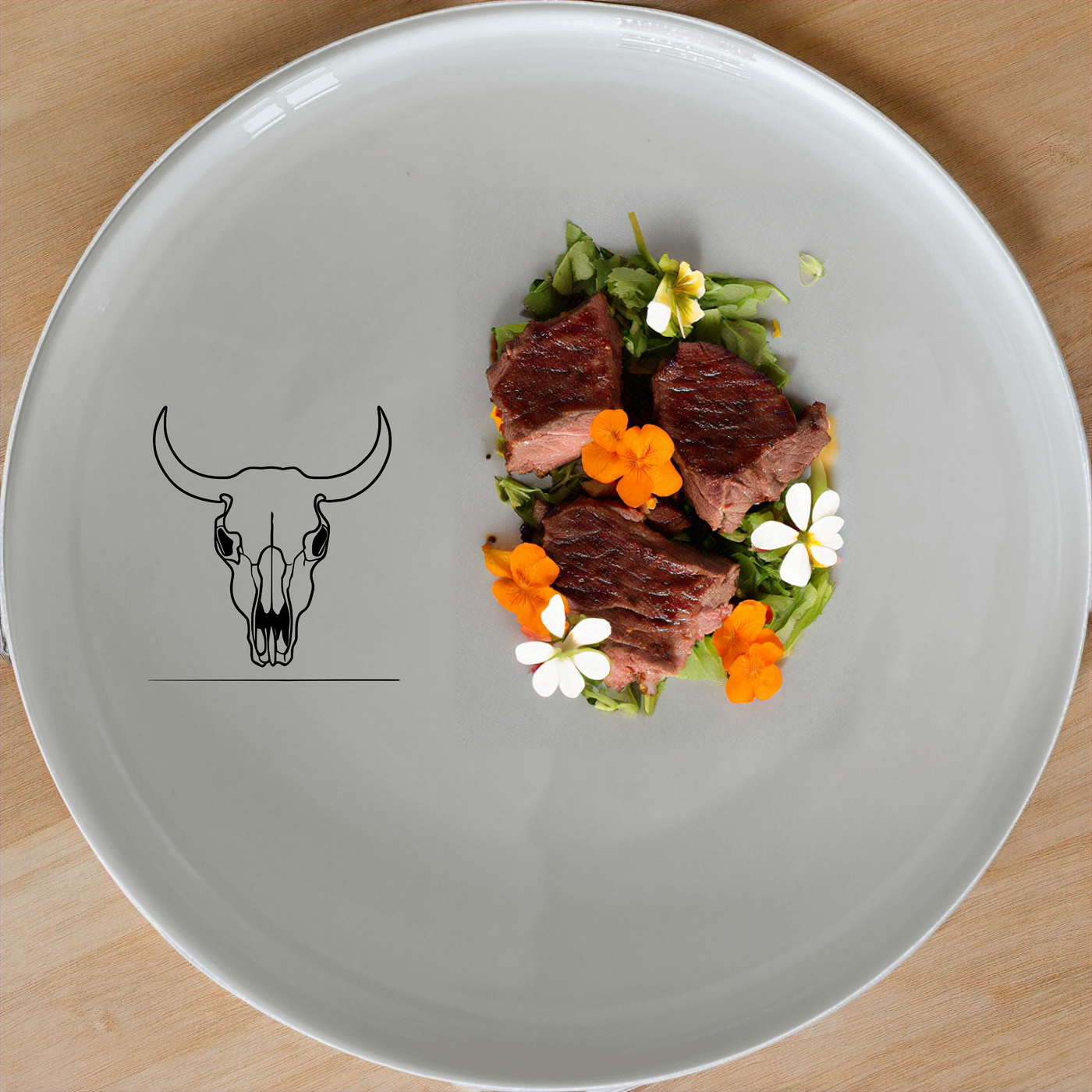 Front Facing Cow Skull Dinnerware Set of 12 - Range 2 is a stylish and modern dinner set that adds a touch of rustic charm to your dining experience.