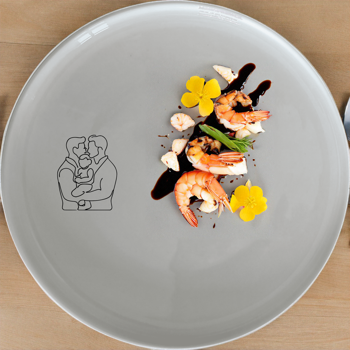 The Gay Dads Child Dinnerware Set of 12 - Range 2 features a charming design perfect for family meals. This set includes dinner plates, side plates, and bowls, all crafted from durable ceramic. Ideal for everyday use or special occasions, this set adds a touch of warmth and love to your dining experience.