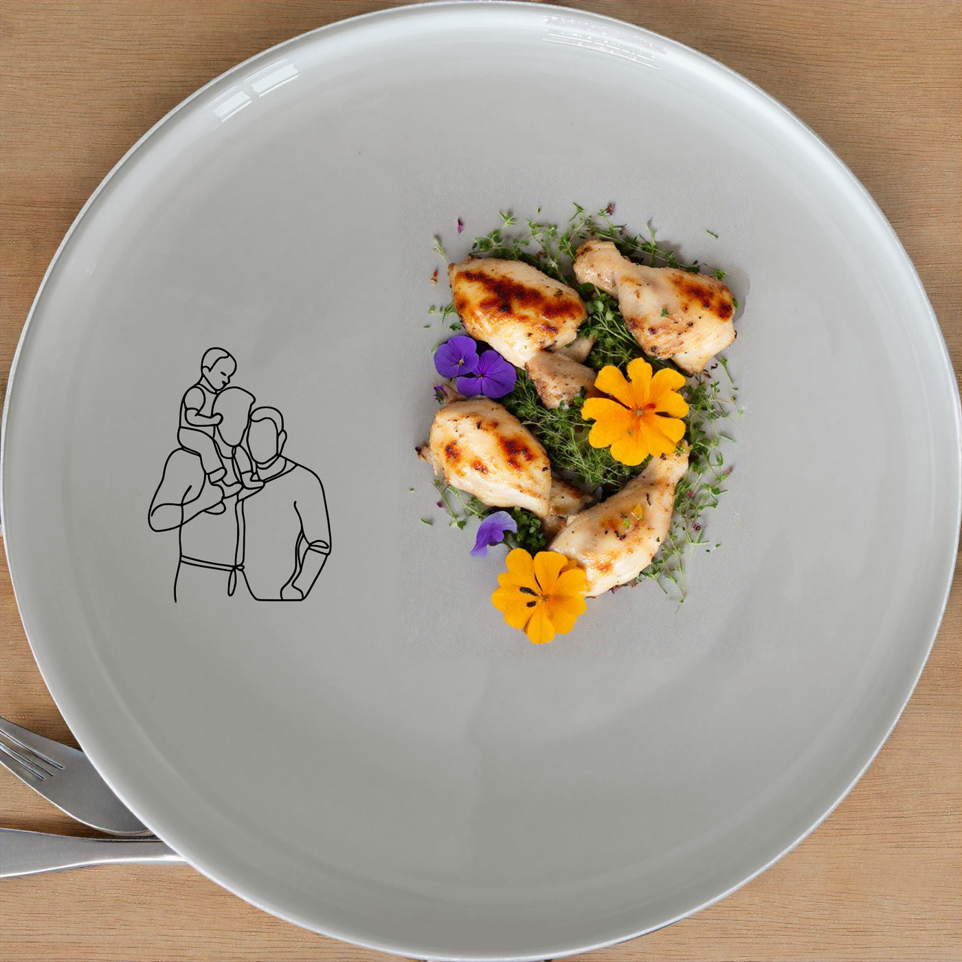 The Gay Dads Child Dinnerware Set of 12 - Range 1 is a charming and inclusive collection of ceramic plates and bowls, perfect for family meals and special occasions.