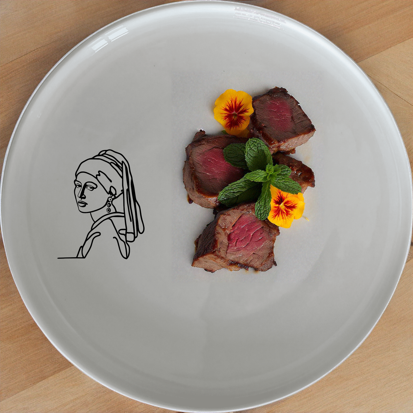 The Girl Pearl Earring Dinnerware Set of 12 - Range 1 combines timeless elegance with modern design, perfect for any dining occasion.