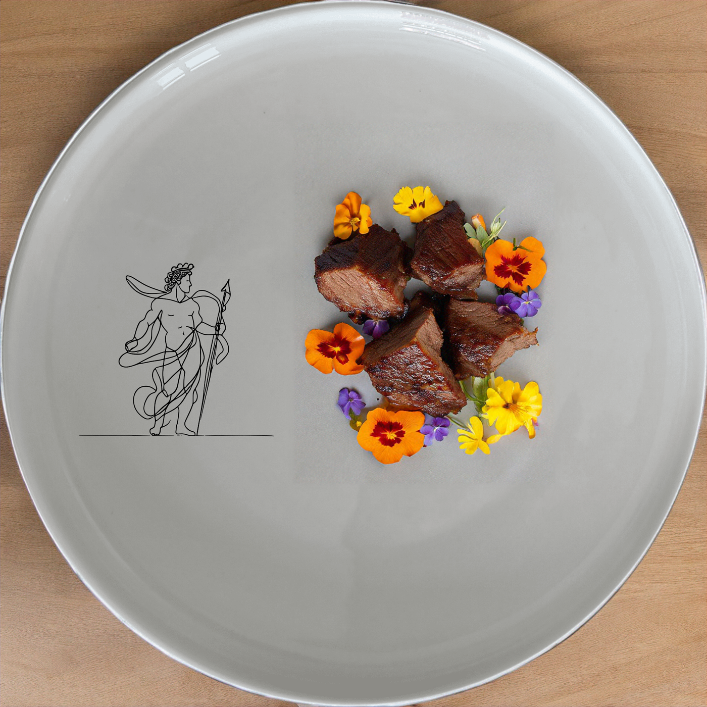 The Greek Mythology Imagery Dinnerware Set of 12 - Range 3 brings ancient tales to your table with elegant, timeless designs.