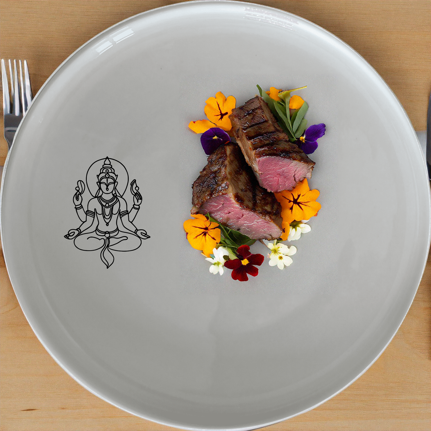 Discover the Hindu Imagery Dinnerware Set of 12 - Range 2, a beautifully crafted set that blends tradition with modern design for an exquisite dining experience.