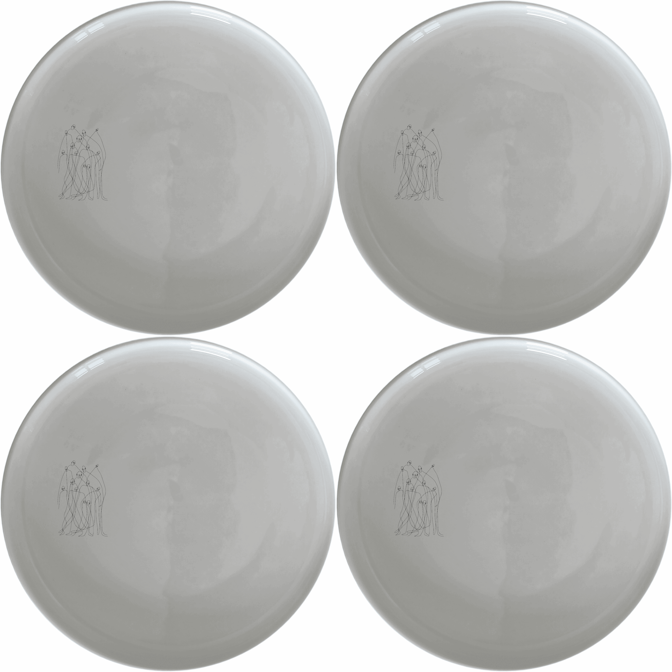 Interconnected Souls Side Plate Set of 4 - Range 1 adds a modern touch to your dining table with abstract line art.