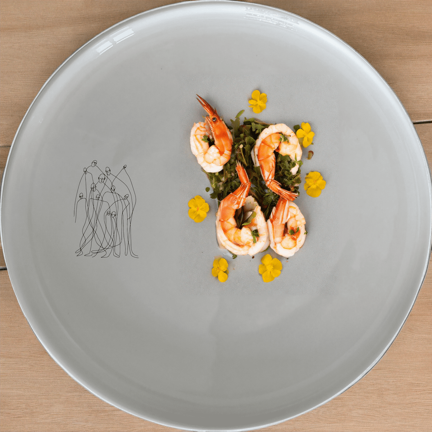 Interconnected Souls Side Plate Set of 4 - Range 1 adds a modern touch to your dining table with abstract line art.
