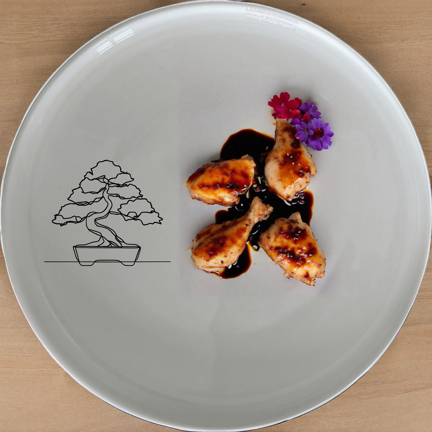The Japanese Bonsai Tree Dinnerware Set of 12 - Range 1 features minimalist ceramic plates with subtle bonsai tree designs, perfect for elevating everyday meals with a touch of nature-inspired elegance.