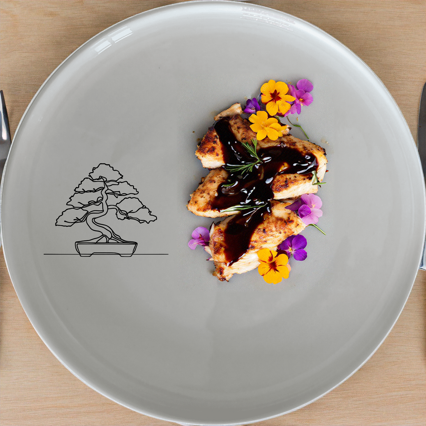 The Japanese Bonsai Tree Dinnerware Set of 12 - Range 2 features minimalist design and elegant craftsmanship, perfect for any dining occasion.