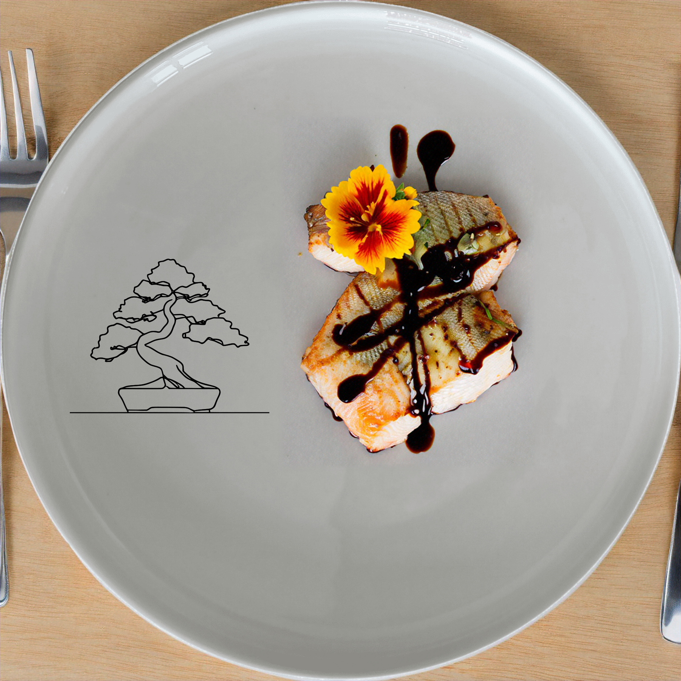 The Japanese Bonsai Tree Dinnerware Set of 12 - Range 3 features minimalist design and modern elegance, perfect for any dining occasion.