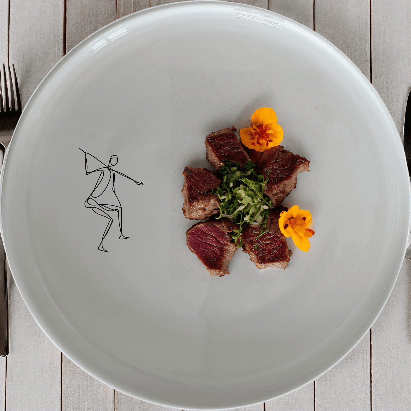 Khoi San Hunter Side Plate Set of 4 - Range 1 is a unique and artistic dinnerware set that brings a touch of cultural heritage to your table.