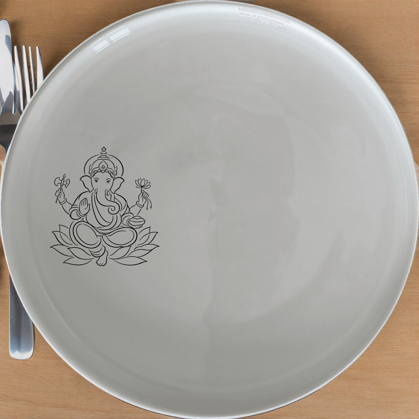 Lord Ganesha Hindu God Dinner Plate Set of 4 - Range 1 is a beautiful and unique dinner plate set featuring the iconic Lord Ganesha design.