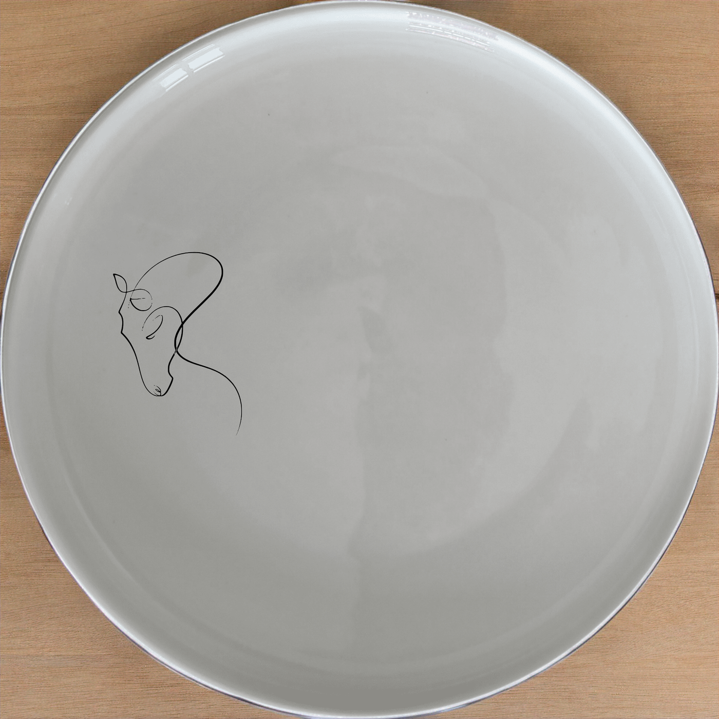 Minimalist Simple Line Horse Dinner Plate Set of 4 - Range 1 is a sleek and modern dinnerware set featuring elegant horse illustrations.