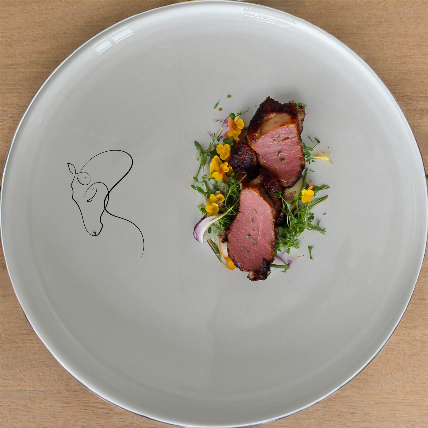 Minimalist Simple Line Horse Dinner Plate Set of 4 - Range 1 is a sleek and modern dinnerware set featuring elegant horse illustrations.