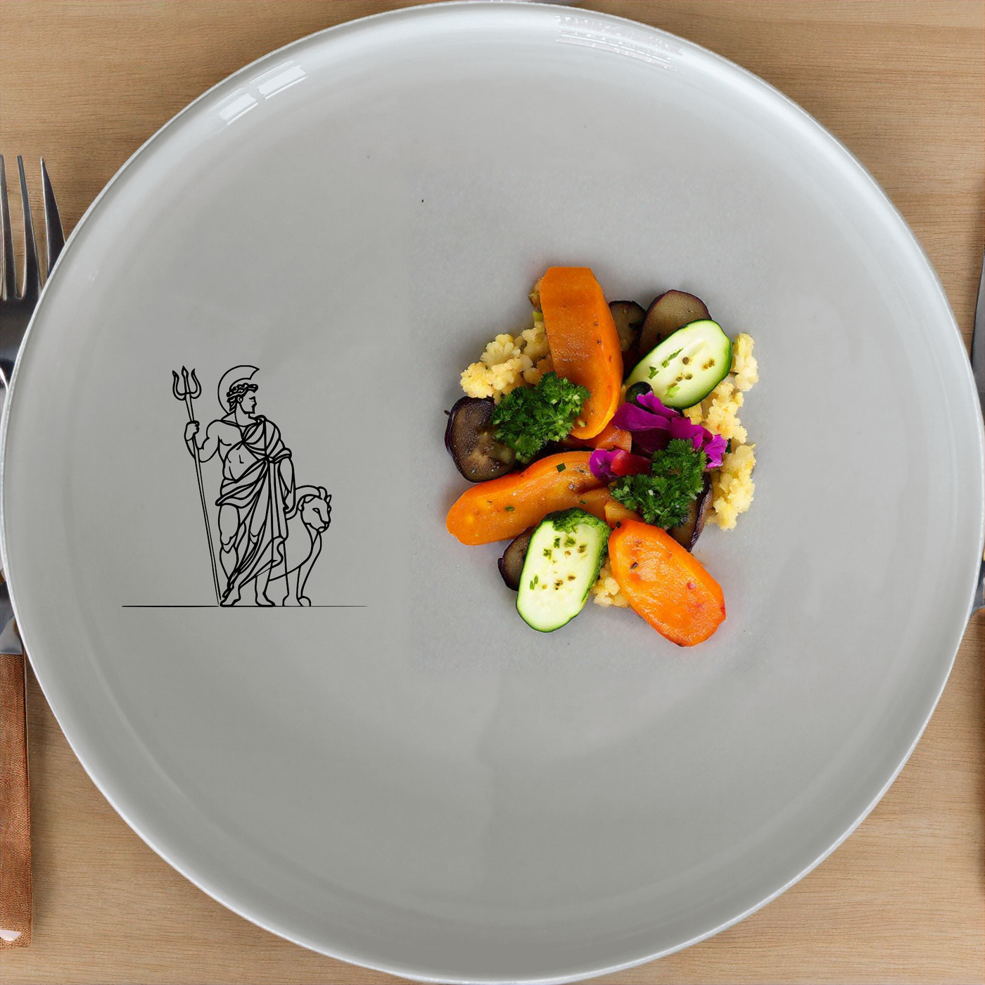 The Mythology Roman Gods Dinnerware Set of 12 - Range 5 features elegant designs inspired by ancient mythology, perfect for any dining occasion.