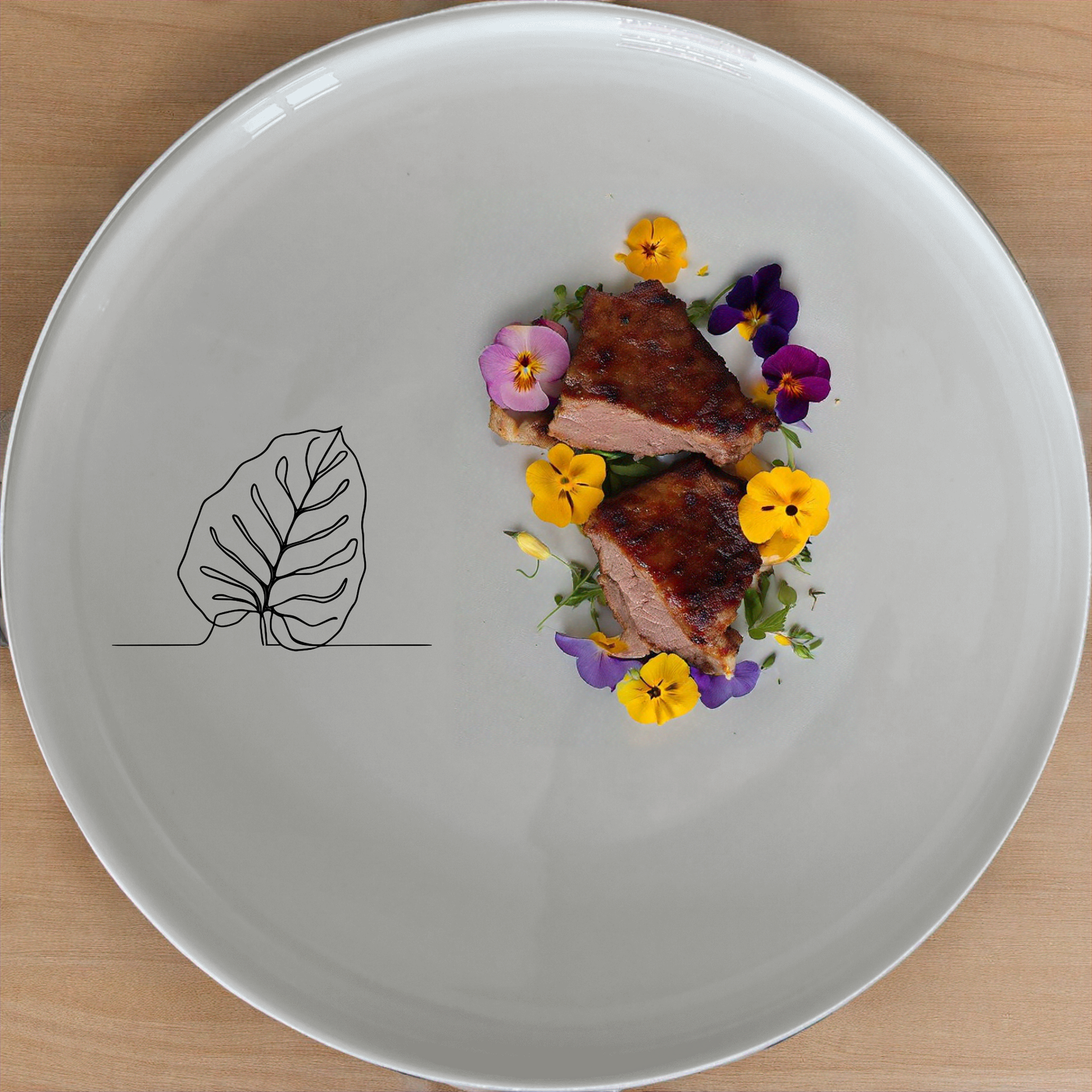 The Orbifolia Leaf Dinnerware Set of 12 - Range 4 features a minimalist design with elegant leaf motifs, perfect for modern dining.
